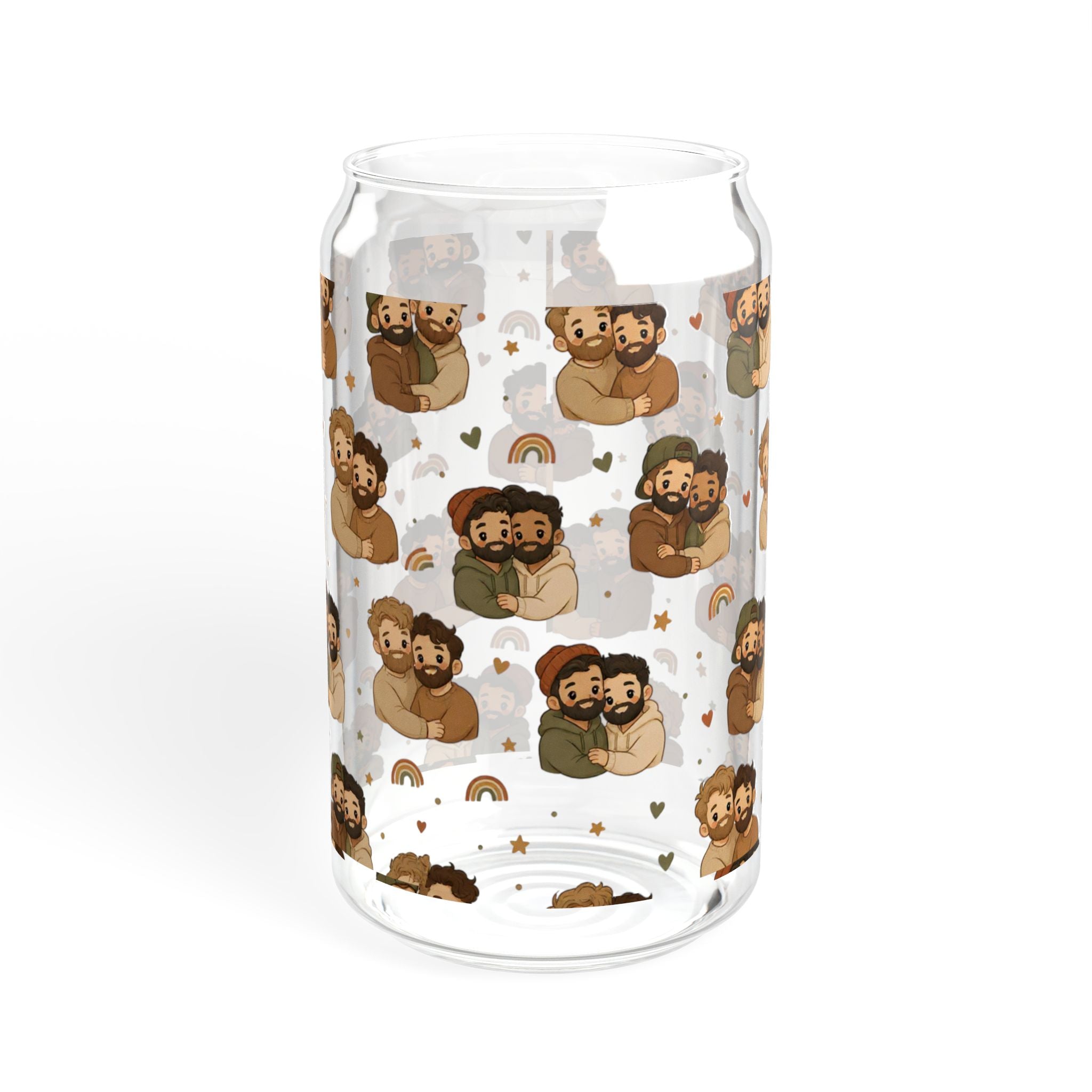 Bear Family 16oz Sipper Glass with Bamboo Lid – Cute Woodland Cubs Pattern