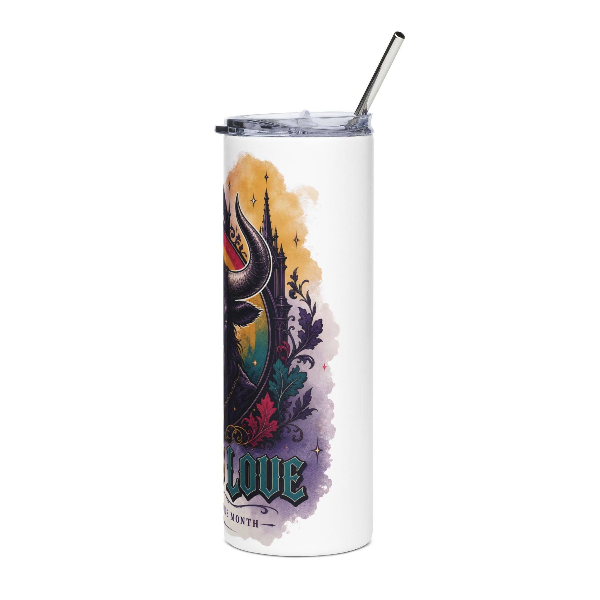 Pride Bull 20oz Stainless Tumbler — "Love Is Love" Rainbow Travel Cup