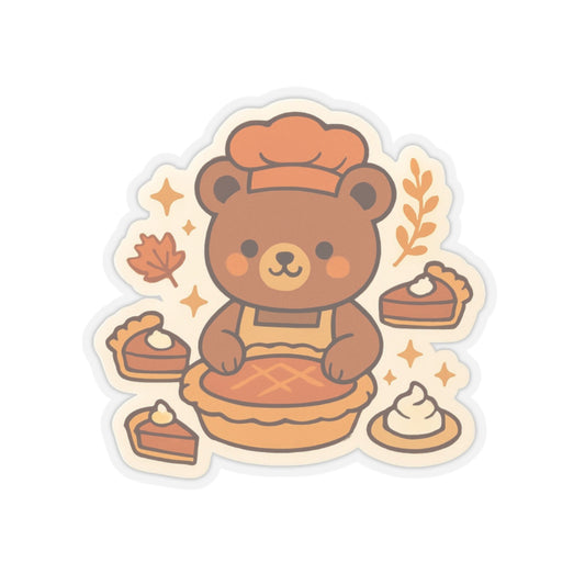 Cozy Bear Baker Sticker | Pumpkin Pie Fall Aesthetic | Adorable Seasonal Gift