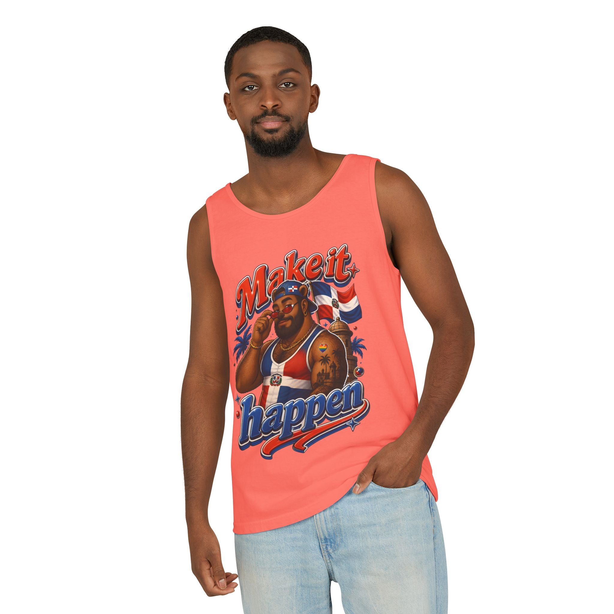 Make It Happen Tank Top — Retro Patriotic Motivational Muscle Tee