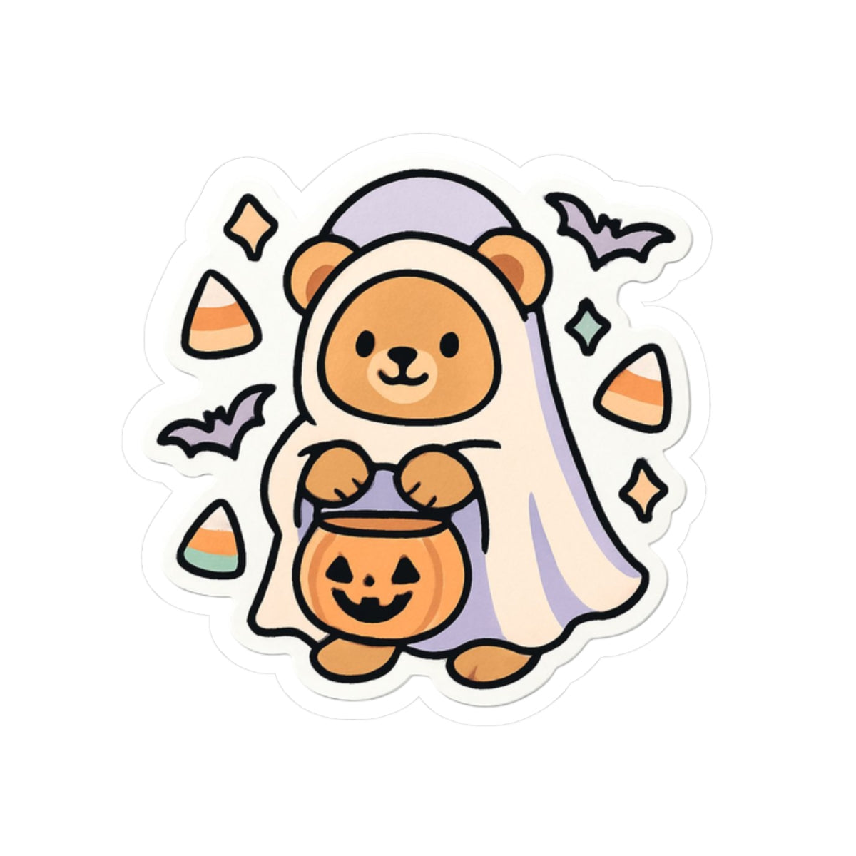 Cute Halloween Bear Kiss-Cut Stickers, Perfect for Laptop, Scrapbooking, Gift Wrapping, Fall Decor, Seasonal Fun