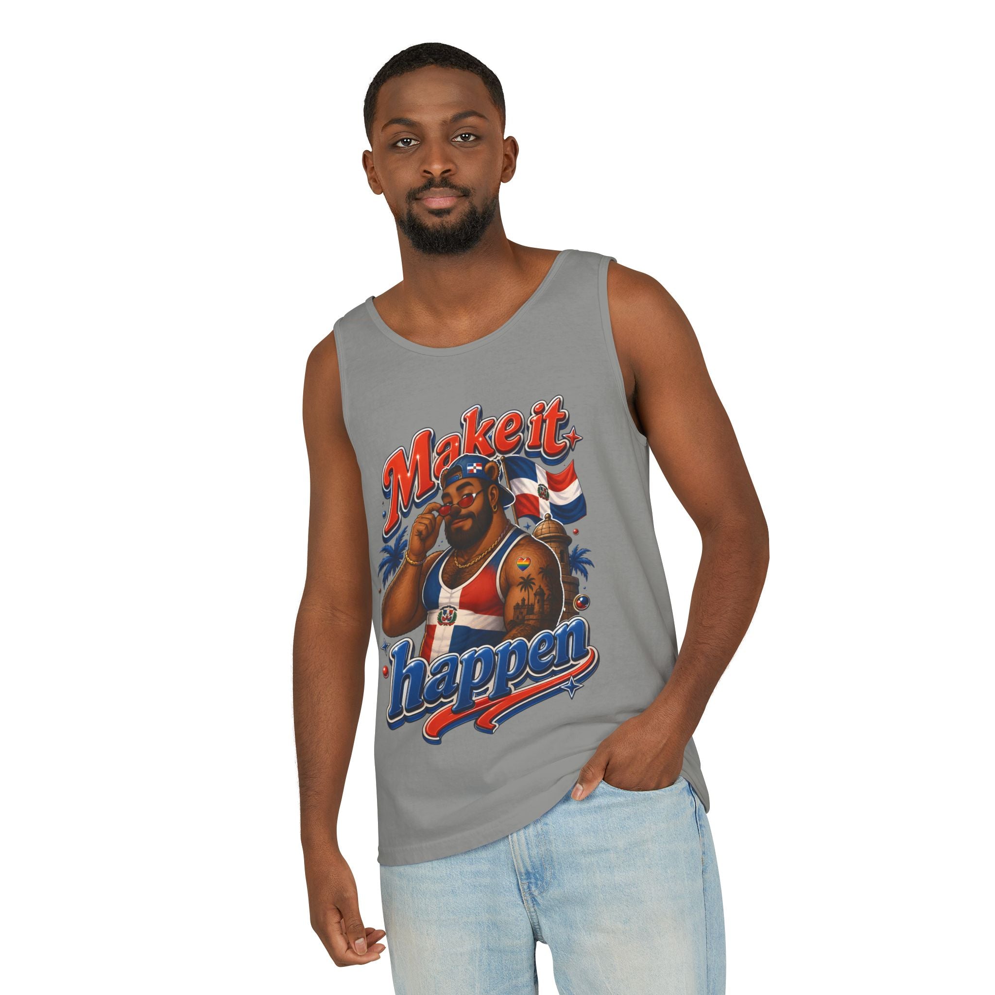 Make It Happen Tank Top — Retro Patriotic Motivational Muscle Tee