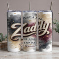 Tumblers with "NOT JUST A LAD Zaddy THE LEGEND THE STANDARD THE WHOLE VIBE" text.