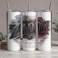 Tumblers with "Zaddy Evergreen Style Legacy Loyalty" text and crown graphic.