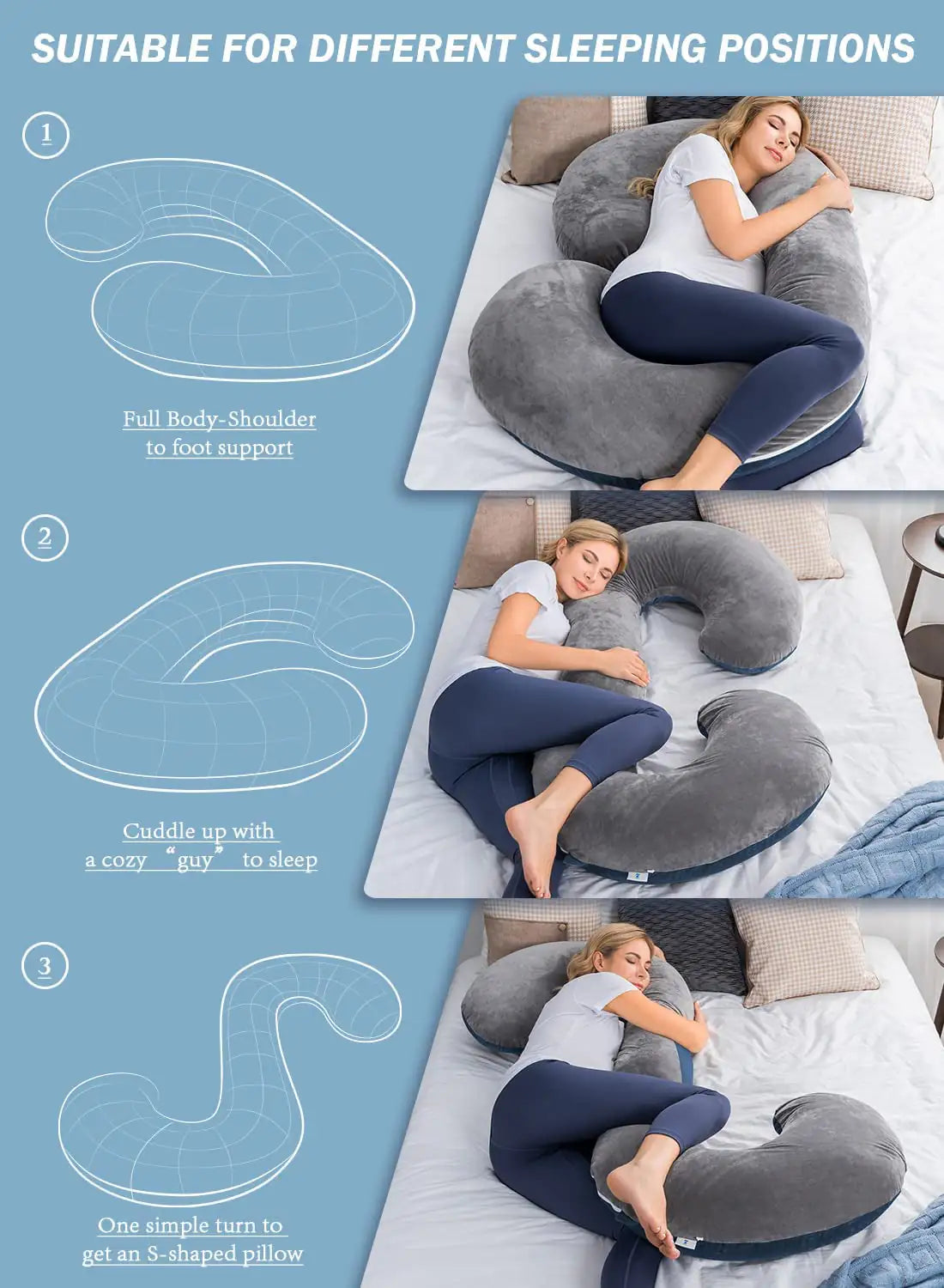 Almohada de embarazo con forma de C