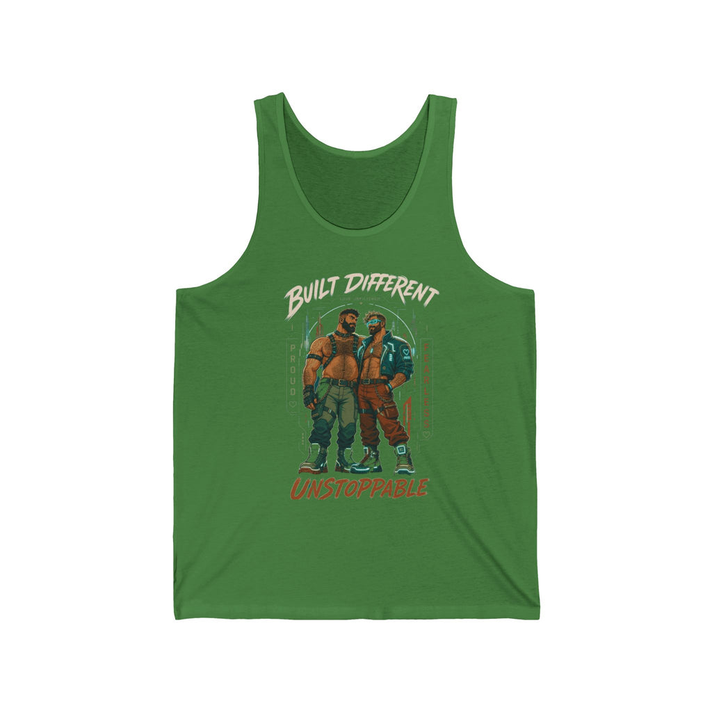 Unisex Tank Top — "Built Different, Unstoppable" Graphic Fitness Tank
