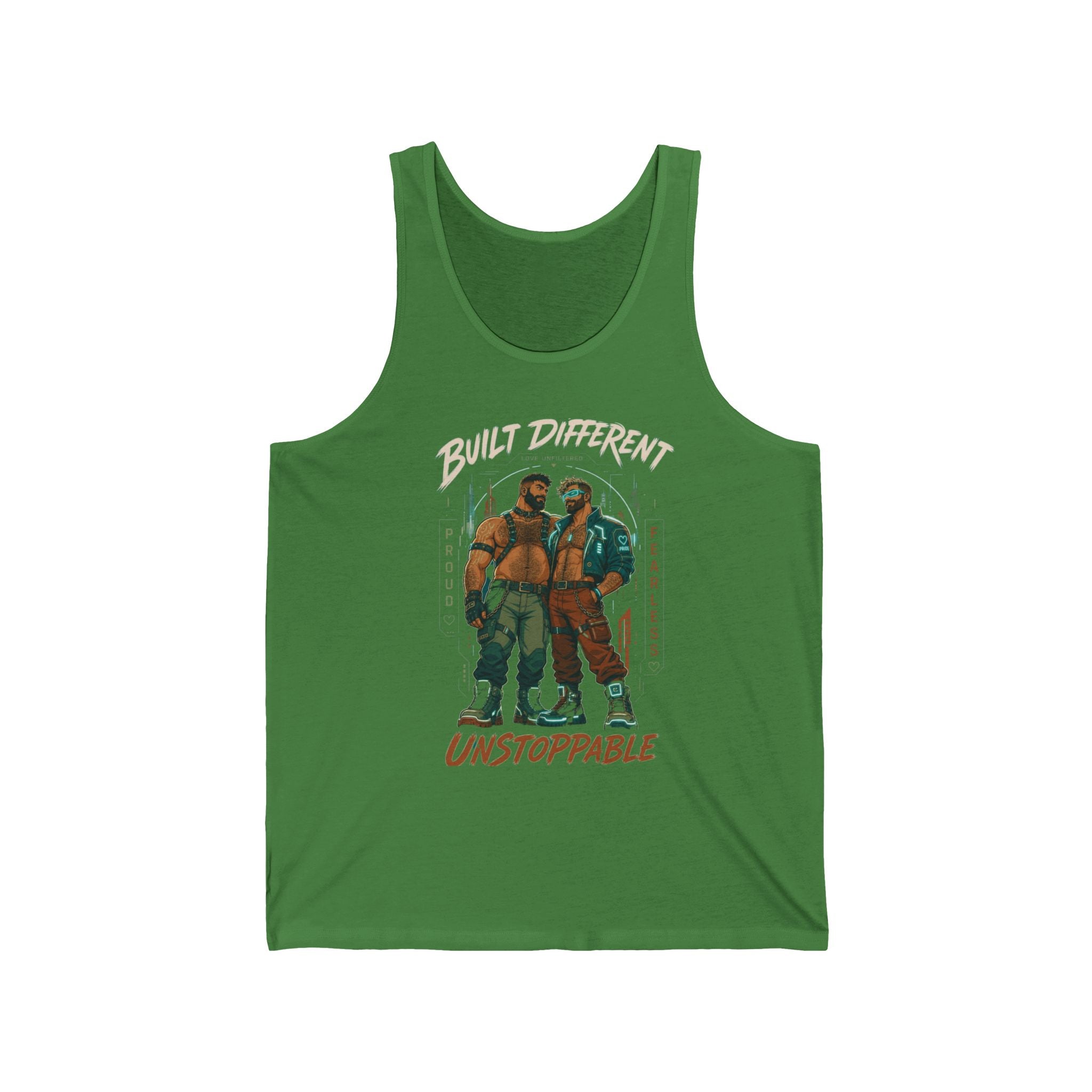 Unisex Tank Top — "Built Different, Unstoppable" Graphic Fitness Tank