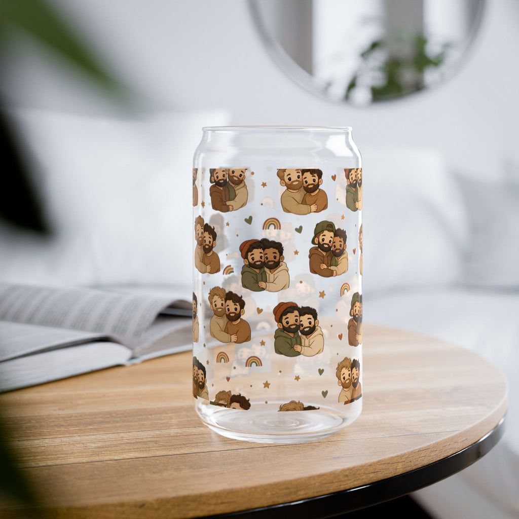 Bear Family 16oz Sipper Glass with Bamboo Lid – Cute Woodland Cubs Pattern