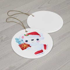 Festive Ice Skating Polar Bear Ornament - Cute Christmas Decoration for Holiday Cheer