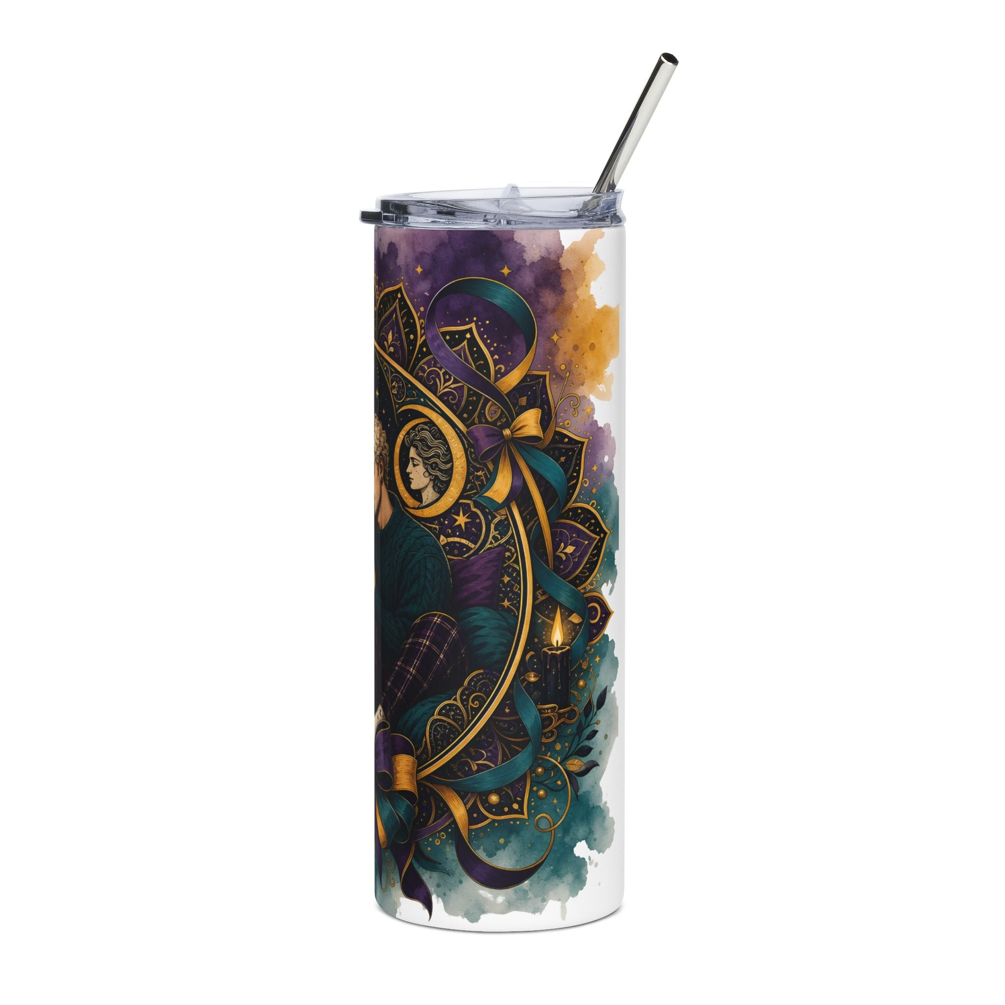 Gemini Zodiac 20oz Stainless Tumbler — Cozy Couple Astrology Design