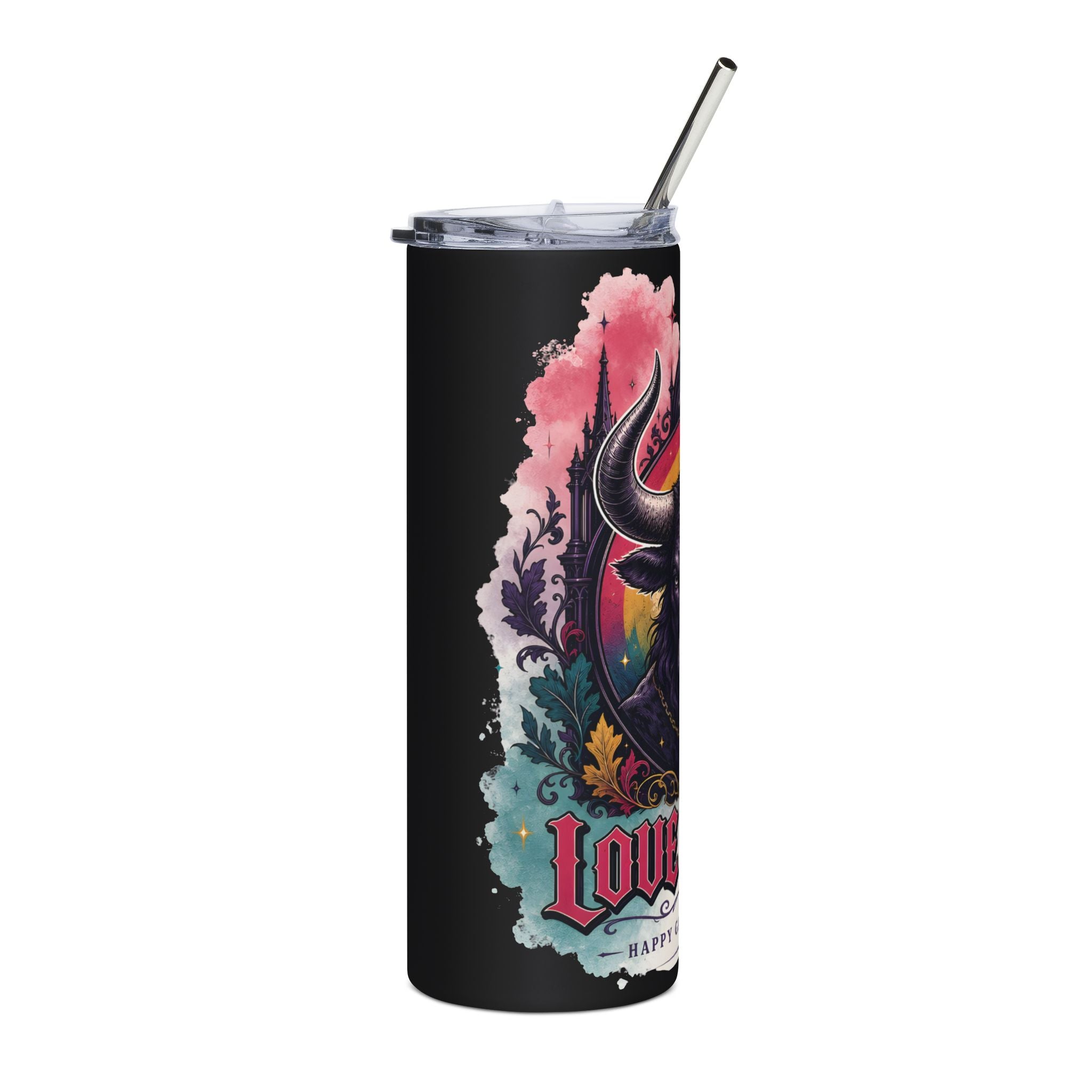 Pride Bull 20oz Stainless Tumbler — "Love Is Love" Rainbow Travel Cup