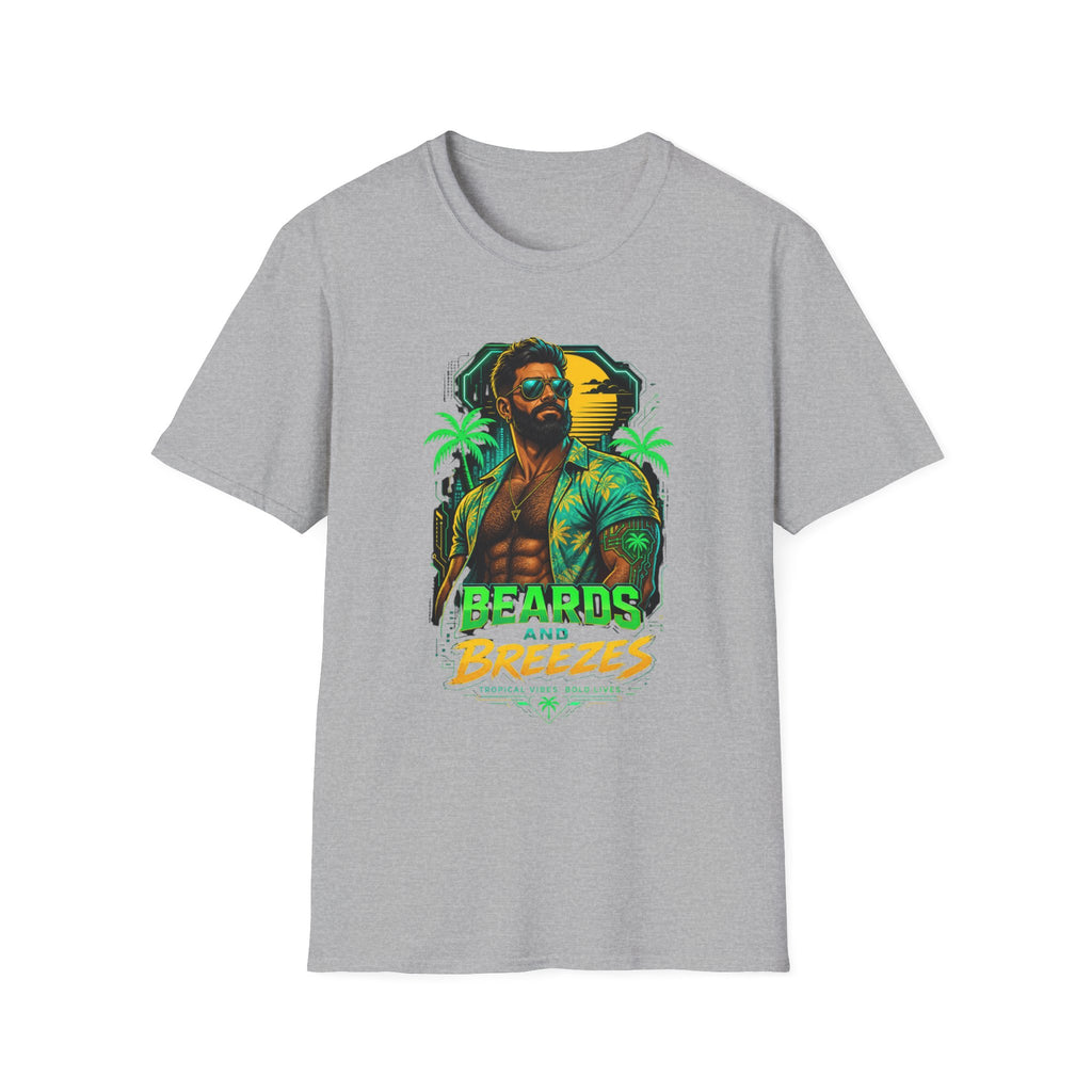 Beards and Breezes Tropical T-Shirt — Retro Beach Vibe Graphic Tee