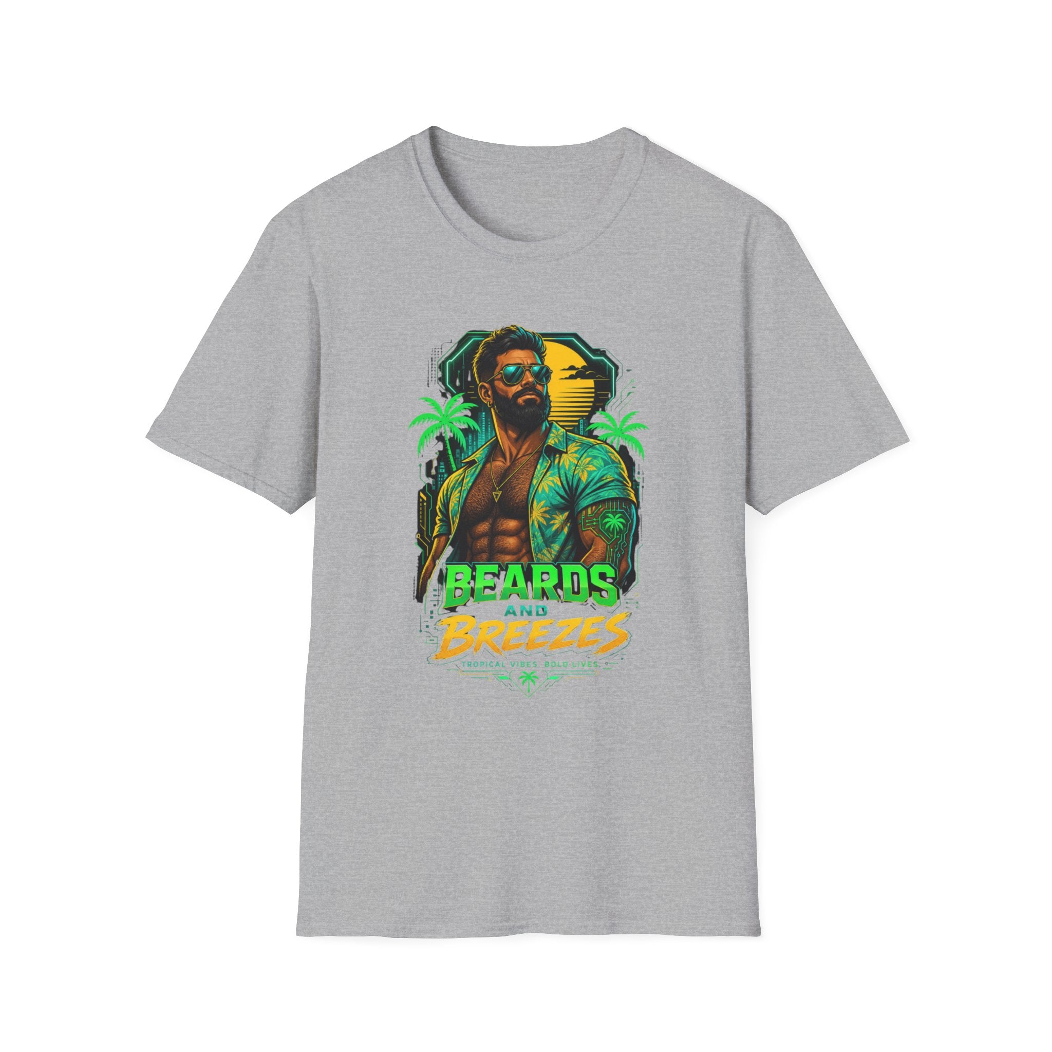 Beards and Breezes Tropical T-Shirt — Retro Beach Vibe Graphic Tee