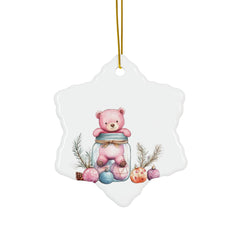 Adorable Pink Bear Ornament in Jar – Perfect Holiday Decoration for a Whimsical Touch