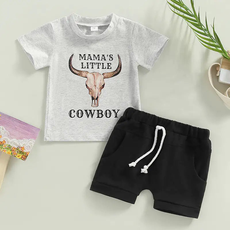 Traje informal para bebé niño con estampado de vaca de dibujos animados