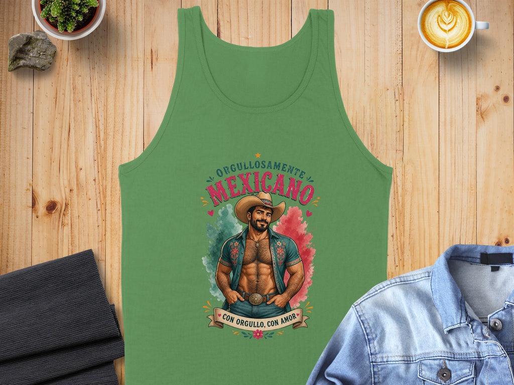 Green tank top with "Orgullosamente Mexicano" and man illustration.
