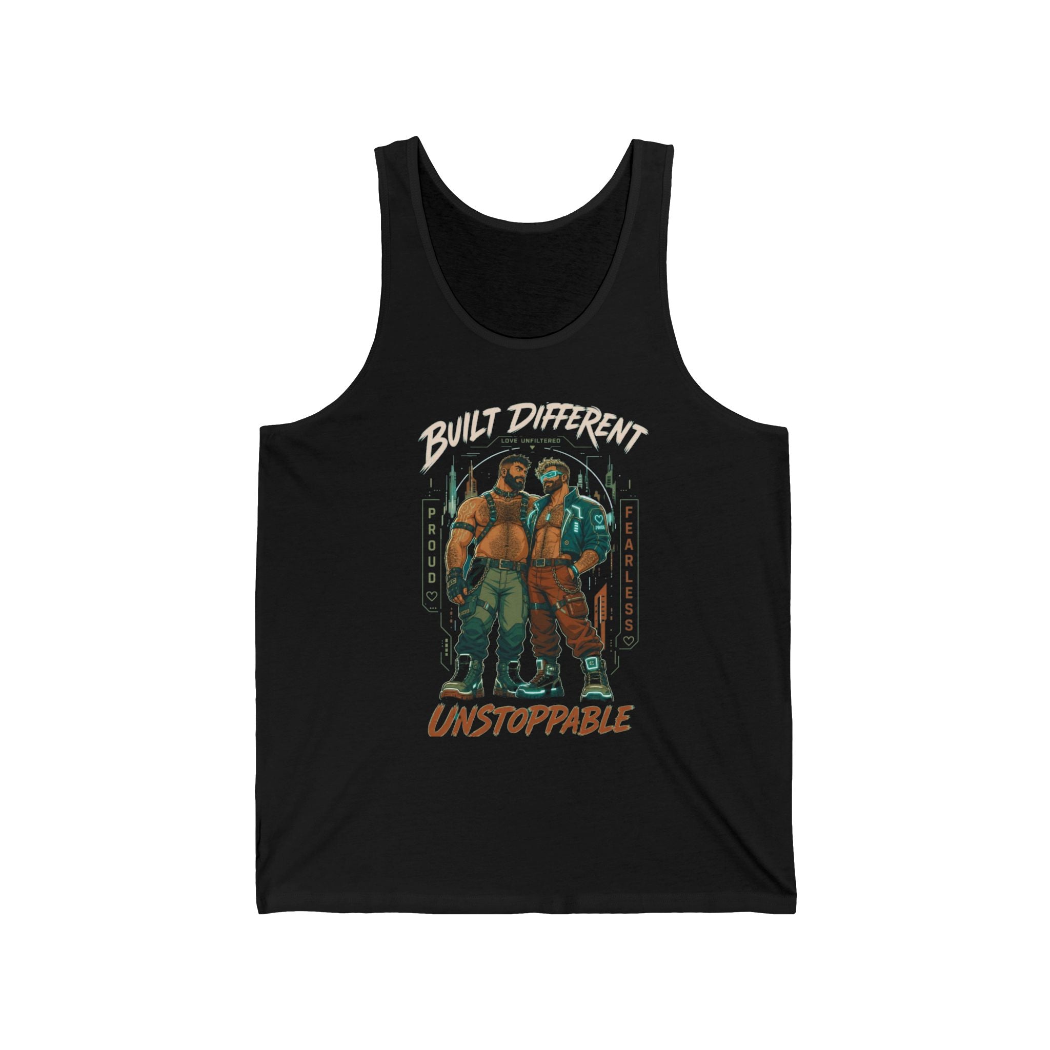 Unisex Tank Top — "Built Different, Unstoppable" Graphic Fitness Tank