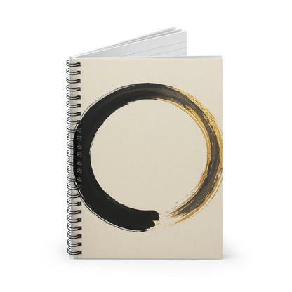Japanese Enso Notebook | Black & Gold Brush Design | Meditation & Writing Journal
