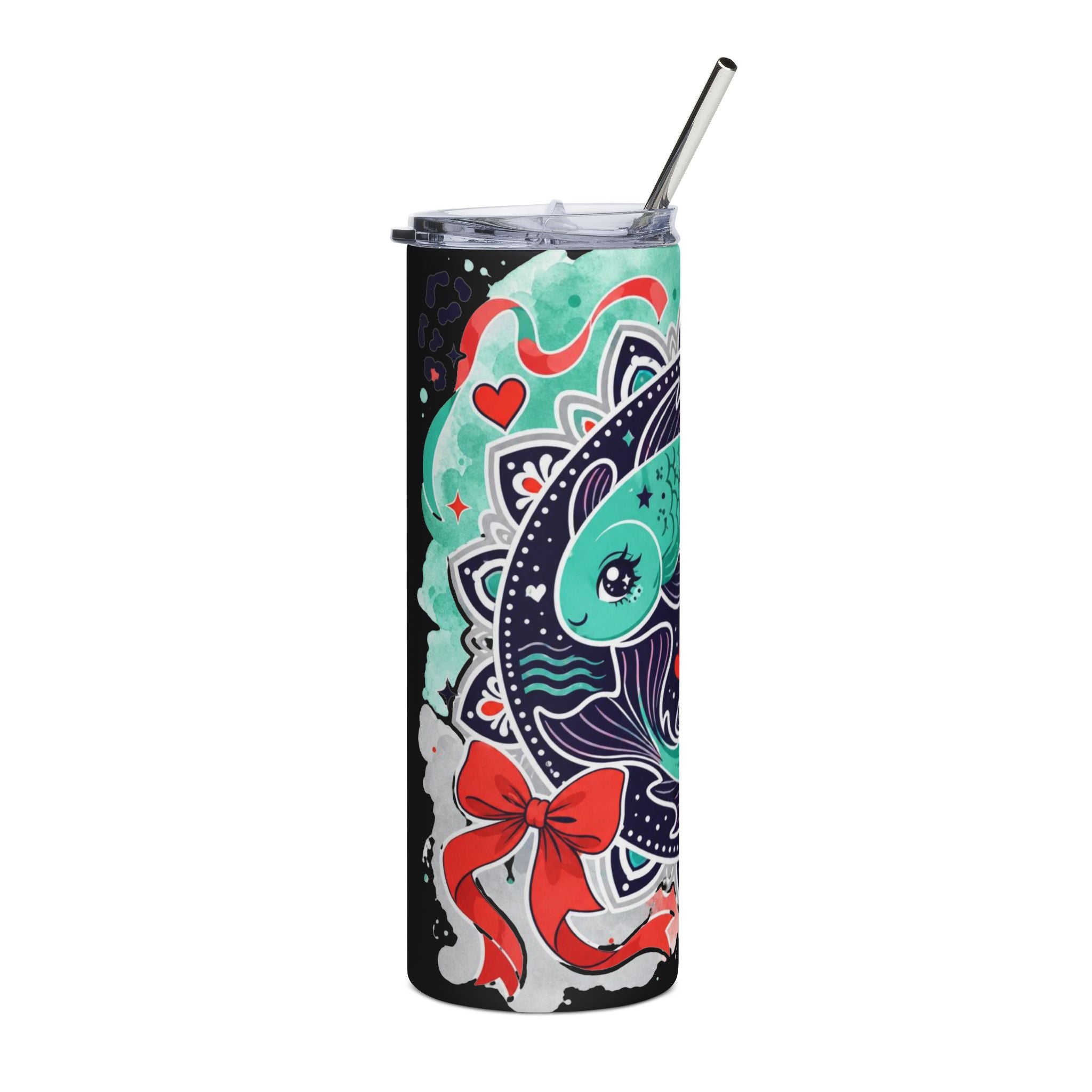 Pisces Zodiac Tumbler 20oz – Koi Fish Mandala Stainless Steel Travel Cup
