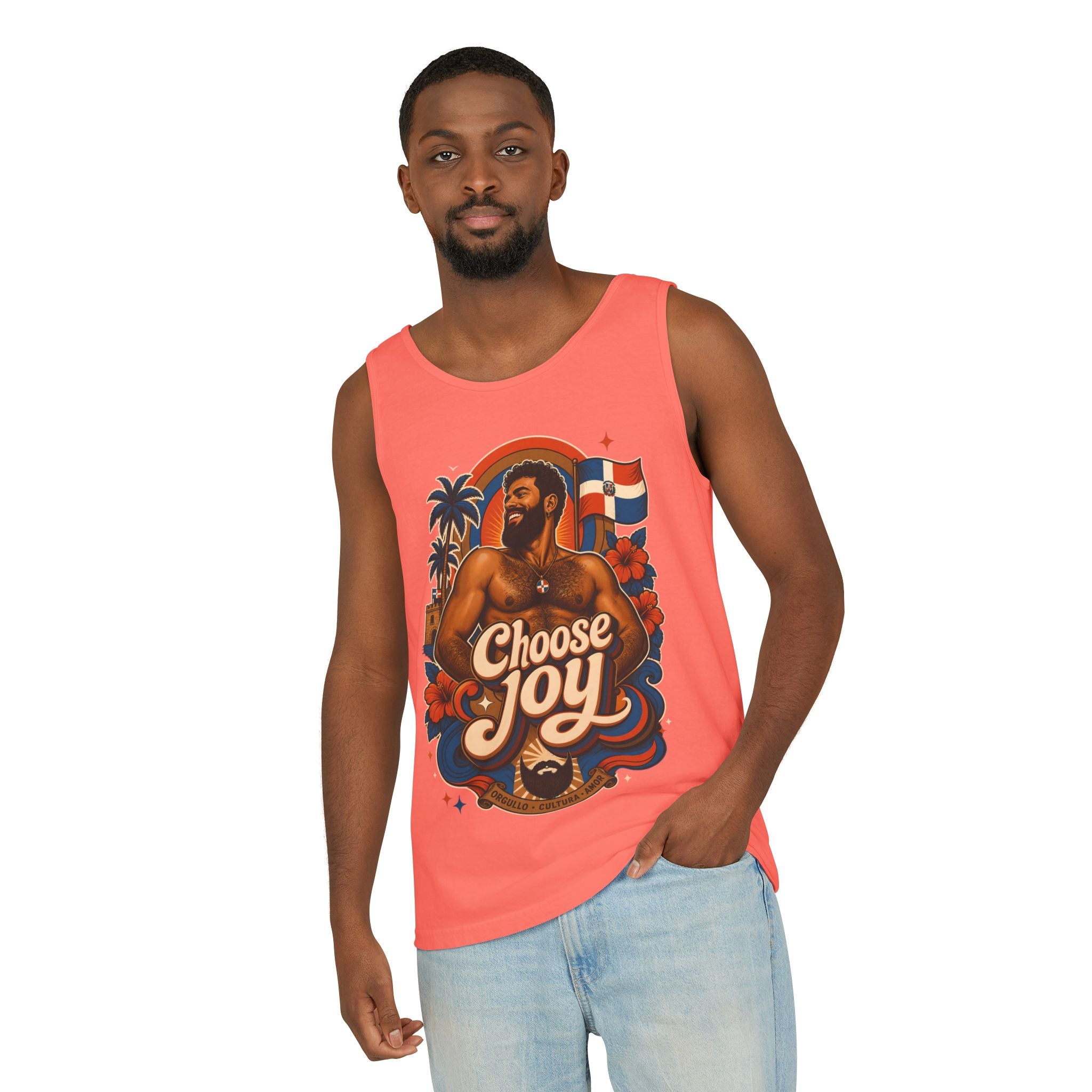 Choose Joy Tank Top — Vintage Tropical Pride Graphic Tank
