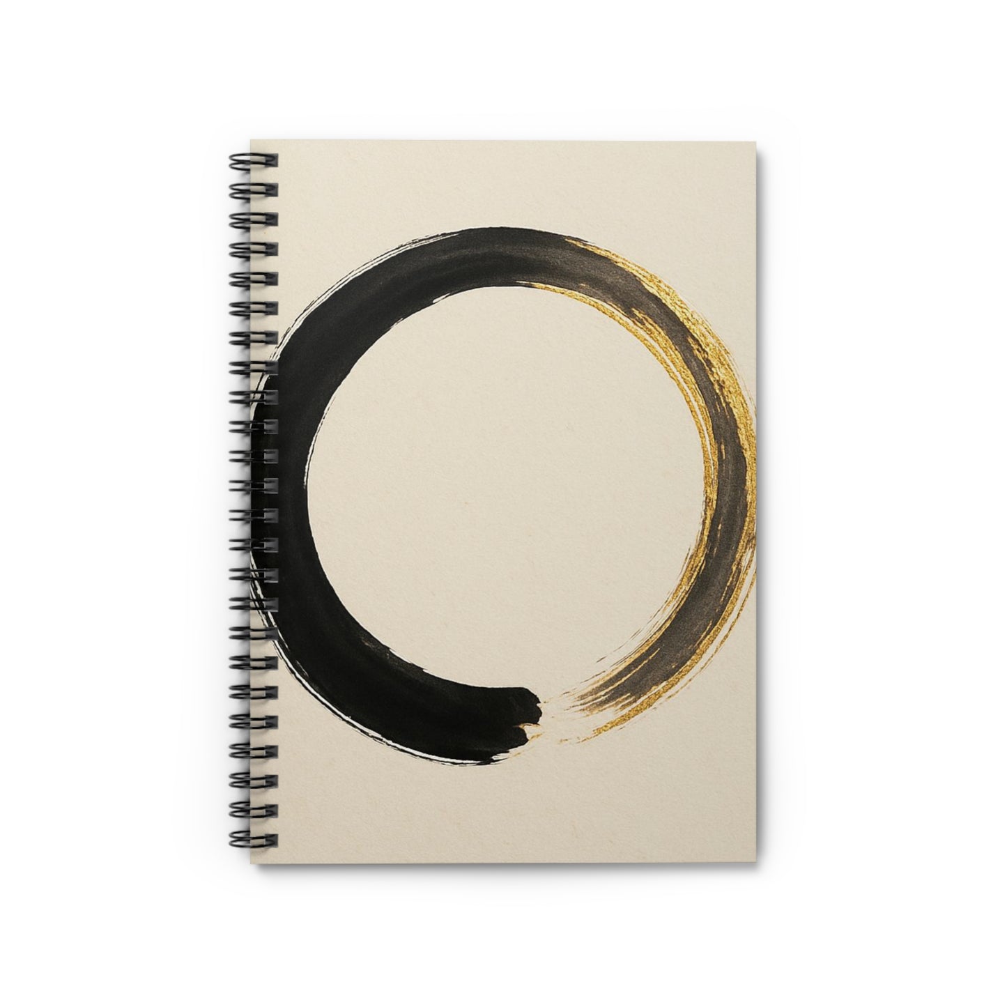 Japanese Enso Notebook | Black & Gold Brush Design | Meditation & Writing Journal