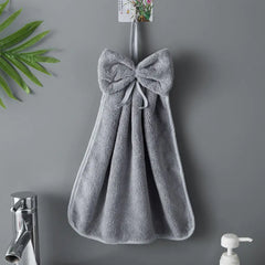 Coral Velvet Bowknot Hand Towels Set