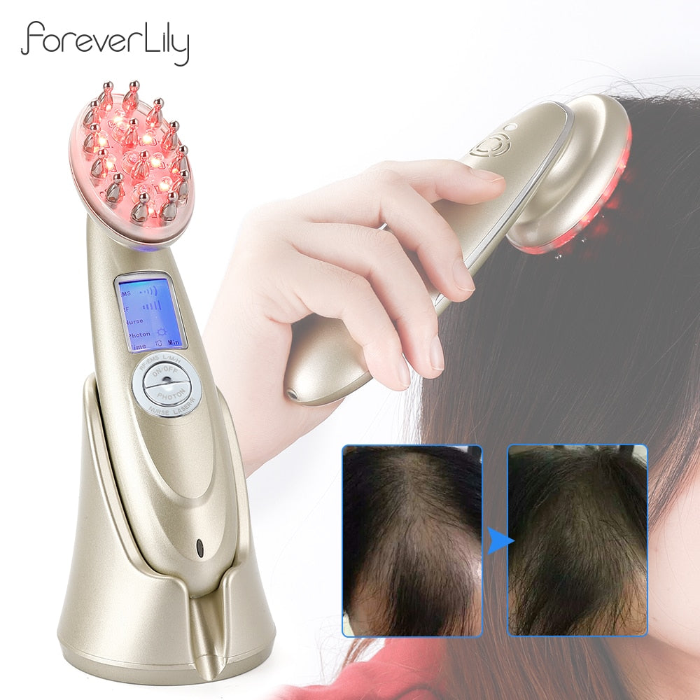 Peine láser eléctrico para el crecimiento del cabello, masajeador por vibración, infrarrojos, EMS, RF, microcorriente, tratamiento para la caída del cabello, regeneración del cabello