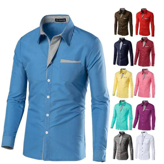 Camisas de moda para hombre, camisas de rayas de manga larga, camisas de vestir formales de diseño ajustado para hombre, 14 colores, talla M-4XL