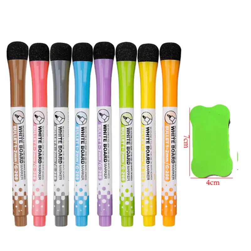 8 Colors Magnetic Dry Erase Markers: Fine Tip Pens for Whiteboards