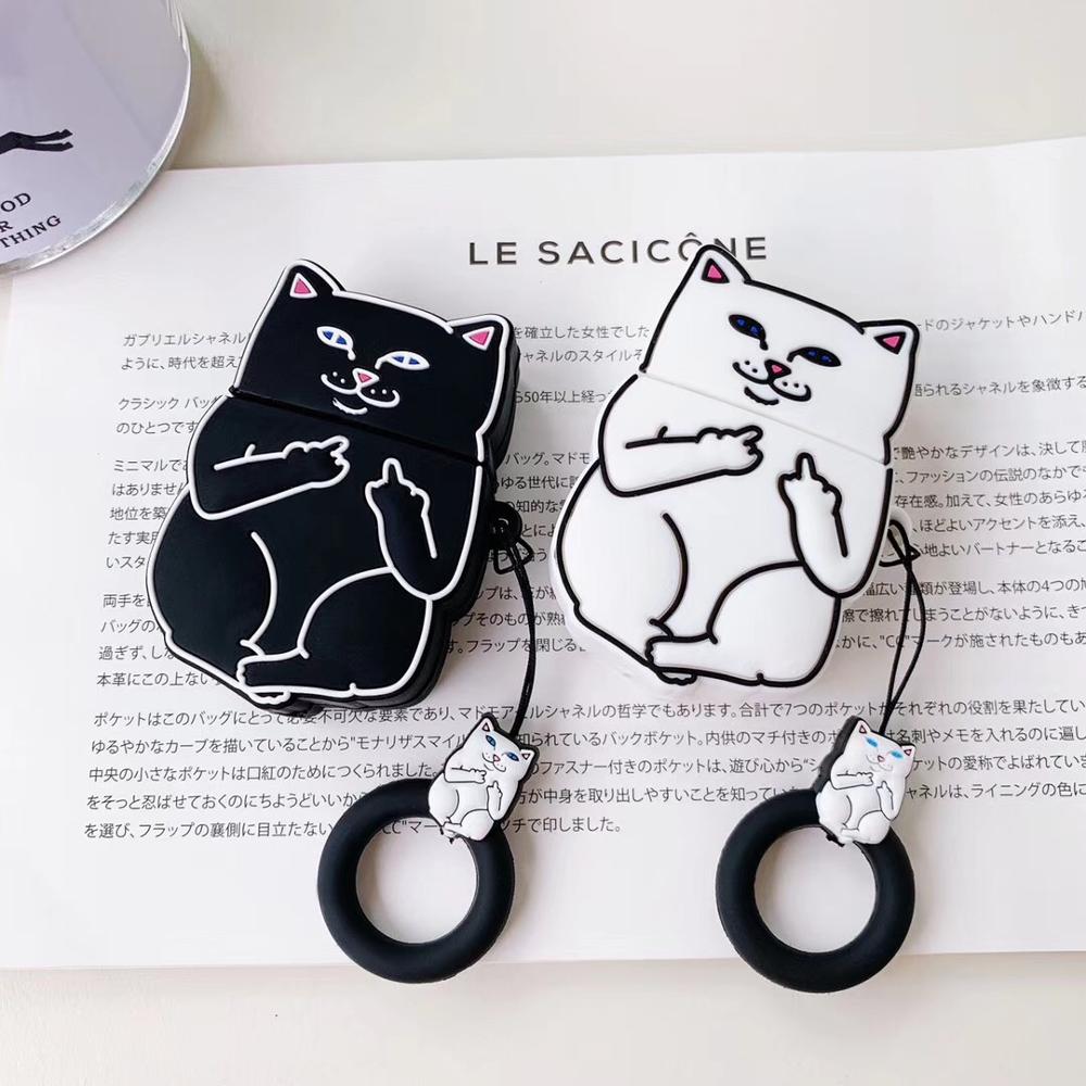 Estuche para AirPods con diseño de gato de dibujos animados