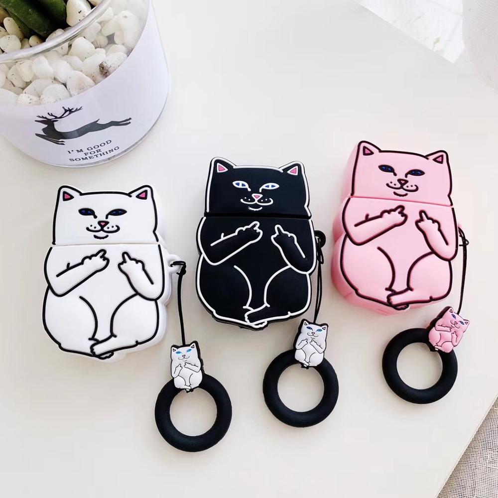 Estuche para AirPods con diseño de gato de dibujos animados