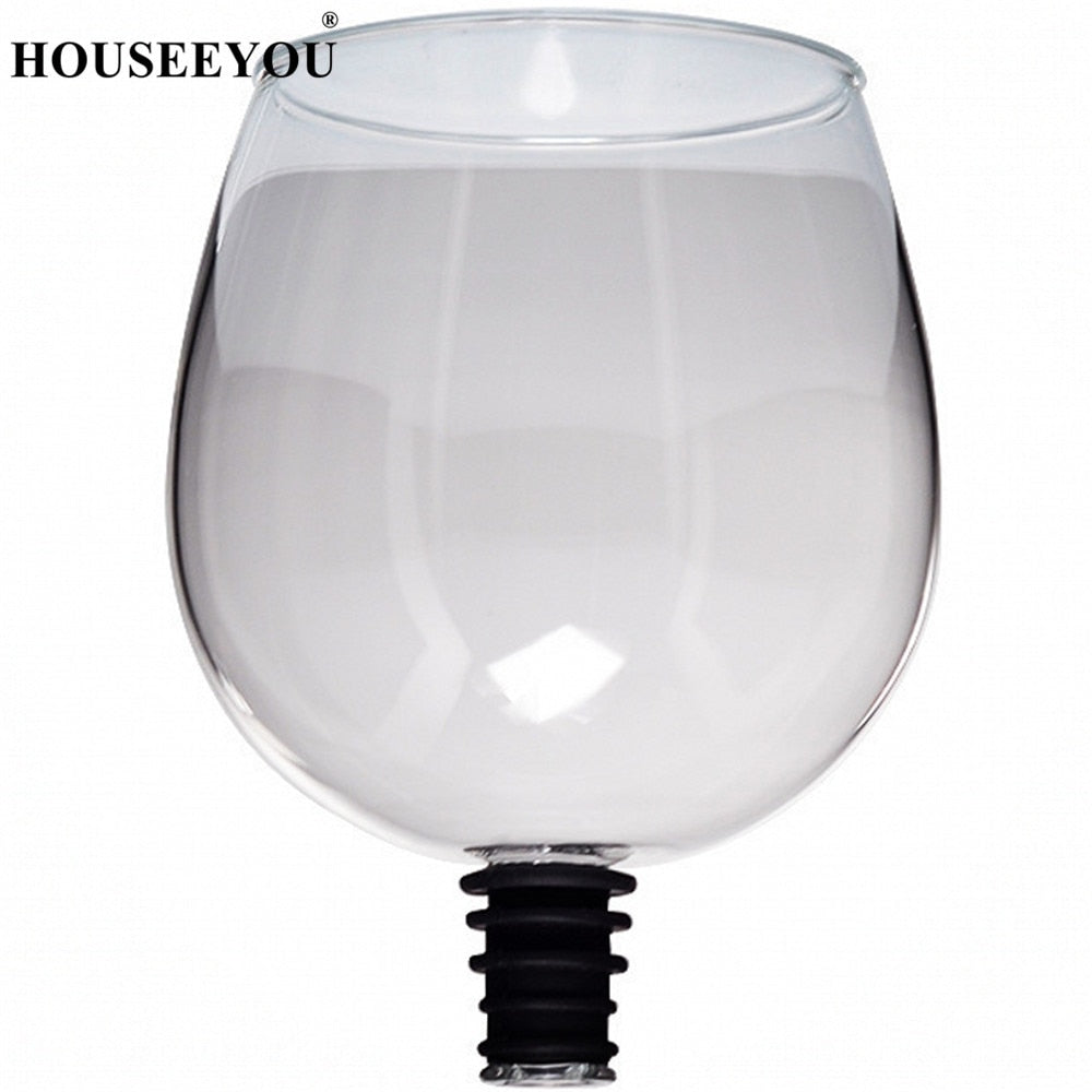 HOUSEEYOU - Copa de vino tinto creativa para champán con sello de silicona, para beber directamente de la botella, copas de cristal, taza de cóctel, 260 ml