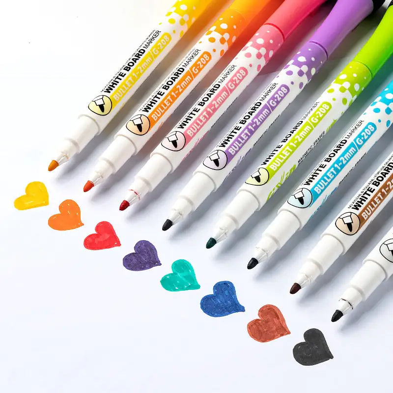 8 Colors Magnetic Dry Erase Markers: Fine Tip Pens for Whiteboards