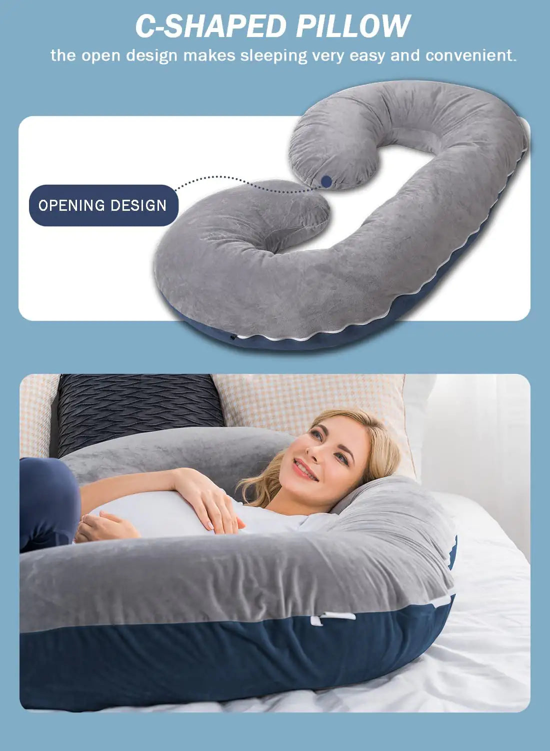 Almohada de embarazo con forma de C