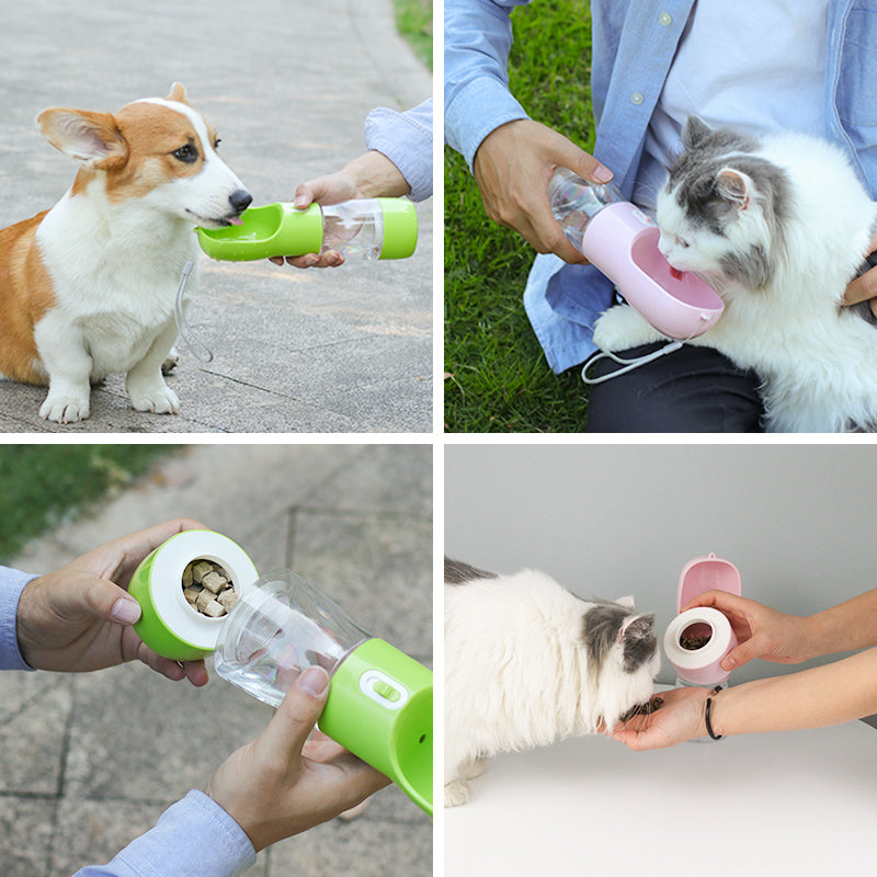 Comedero para perros con botella de agua