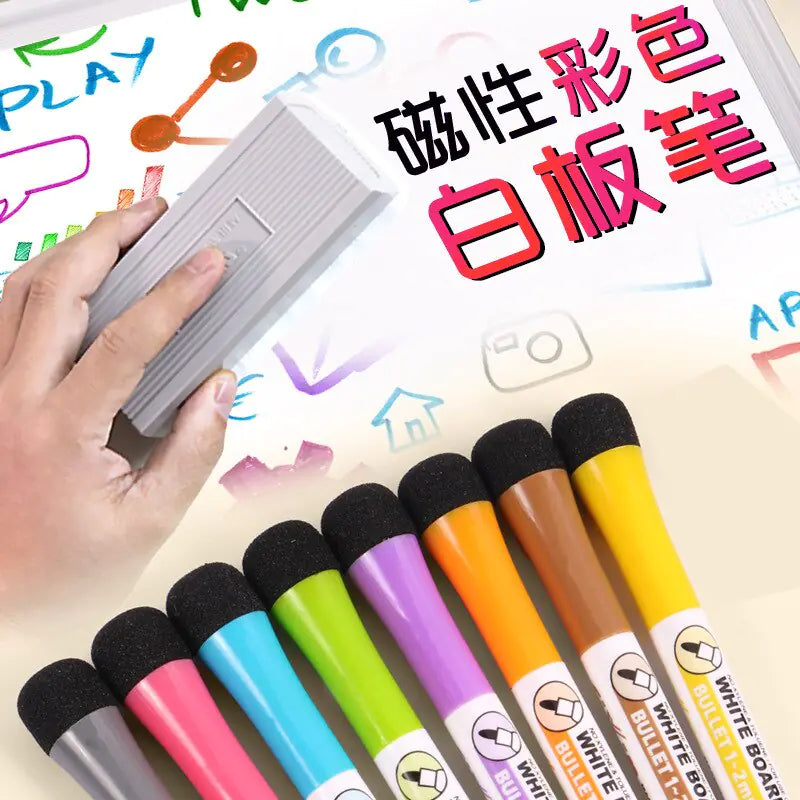 8 Colors Magnetic Dry Erase Markers: Fine Tip Pens for Whiteboards