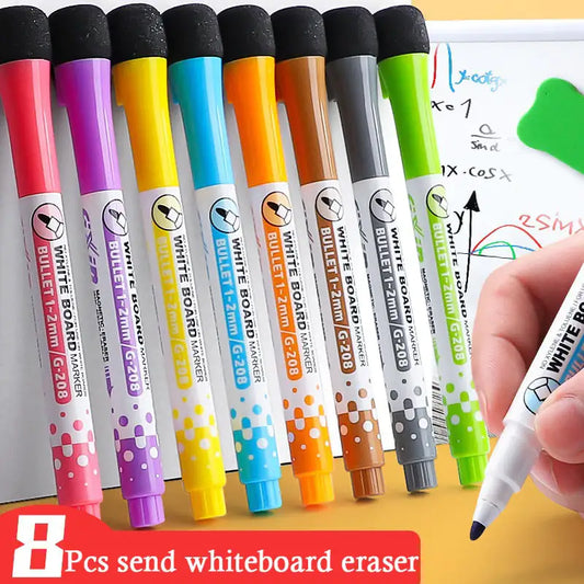 8 Colors Magnetic Dry Erase Markers: Fine Tip Pens for Whiteboards