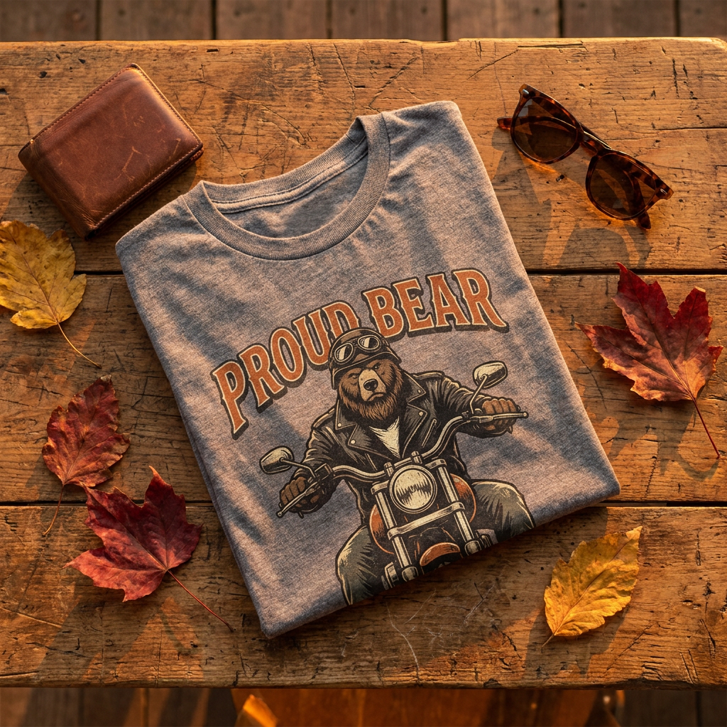 Proud Bear T-Shirt – Vintage Biker ‘Love Loud’ Graphic Tee
