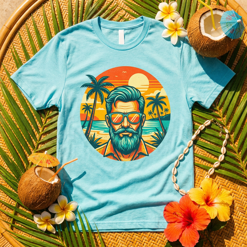 Beard Out Proud T-Shirt — Tropical Bearded Guy Graphic Tee