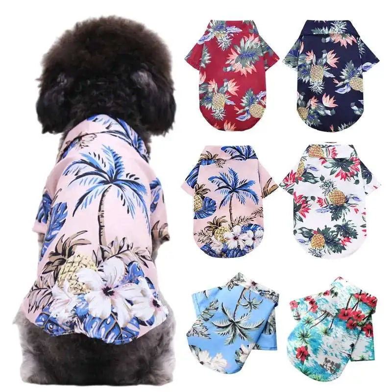 Camisetas hawaianas tropicales para perros