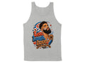 Oso Caribeño grey cotton tank top featuring a Dominican pride and beard culture graphic with Live Love Laugh text.